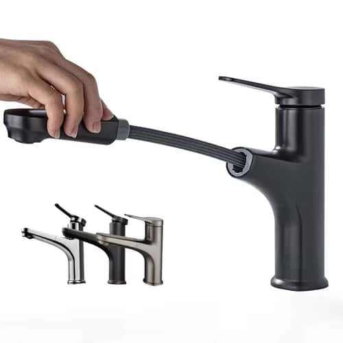 Brass pull-out bathroom sink faucet - Single Handle hot and cold water faucet Mixer Tap