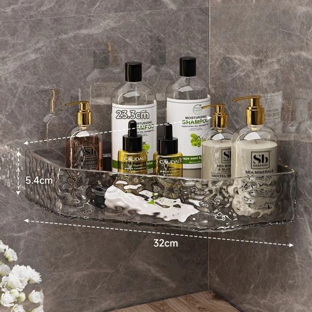 Glacier Clear Wall Mount Corner Shelf Modern Bathroom Shower Organizer With Strong Adhesive Hold 6