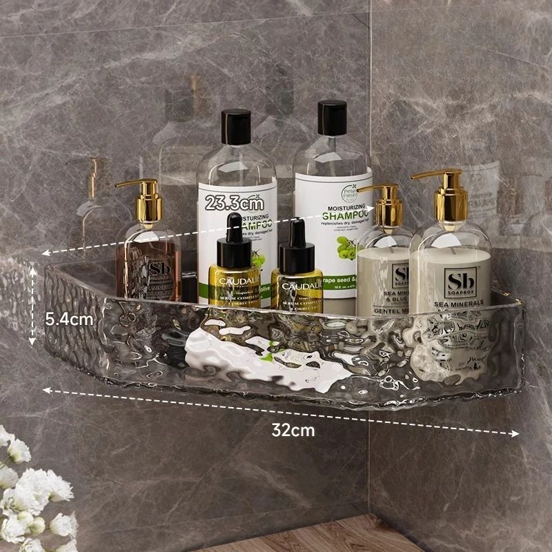 Glacier Clear Wall Mount Corner Shelf Modern Bathroom Shower Organizer With Strong Adhesive Hold 6