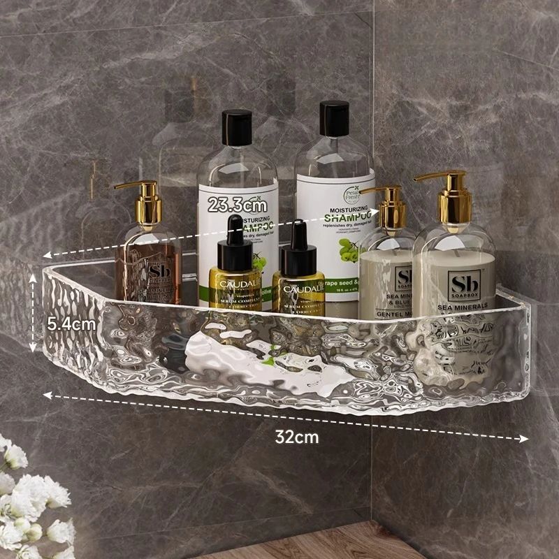 Glacier Clear Wall Mount Corner Shelf Modern Bathroom Shower Organizer With Strong Adhesive Hold 7