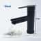 Matte Black Bathroom Sink Faucet Modern Single Handle Hot Cold Mixer Tap 8