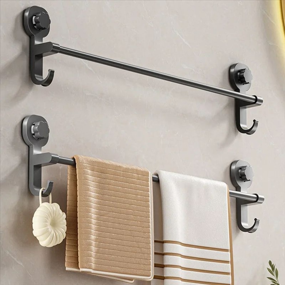AquaHold Telescopic Suction Cup Towel Rack No Drill Wall Mounted Towel Bar 2