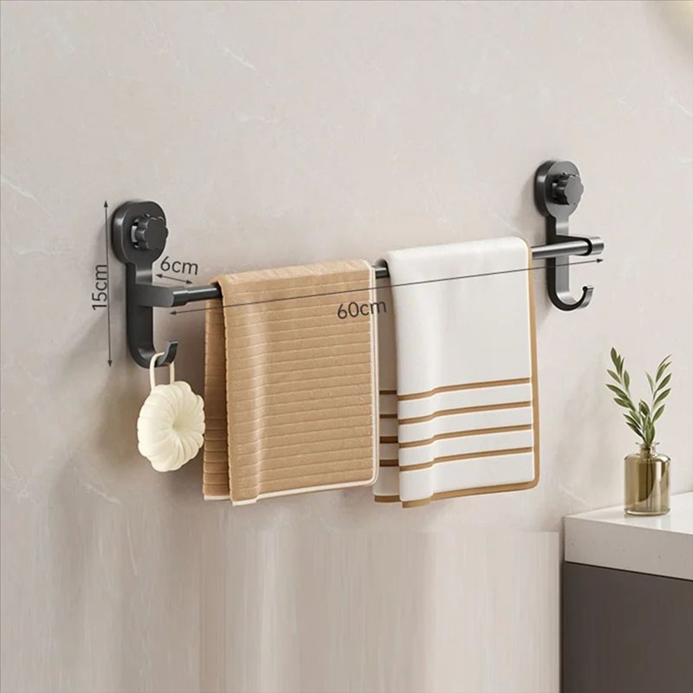 AquaHold Telescopic Suction Cup Towel Rack No Drill Wall Mounted Towel Bar 4