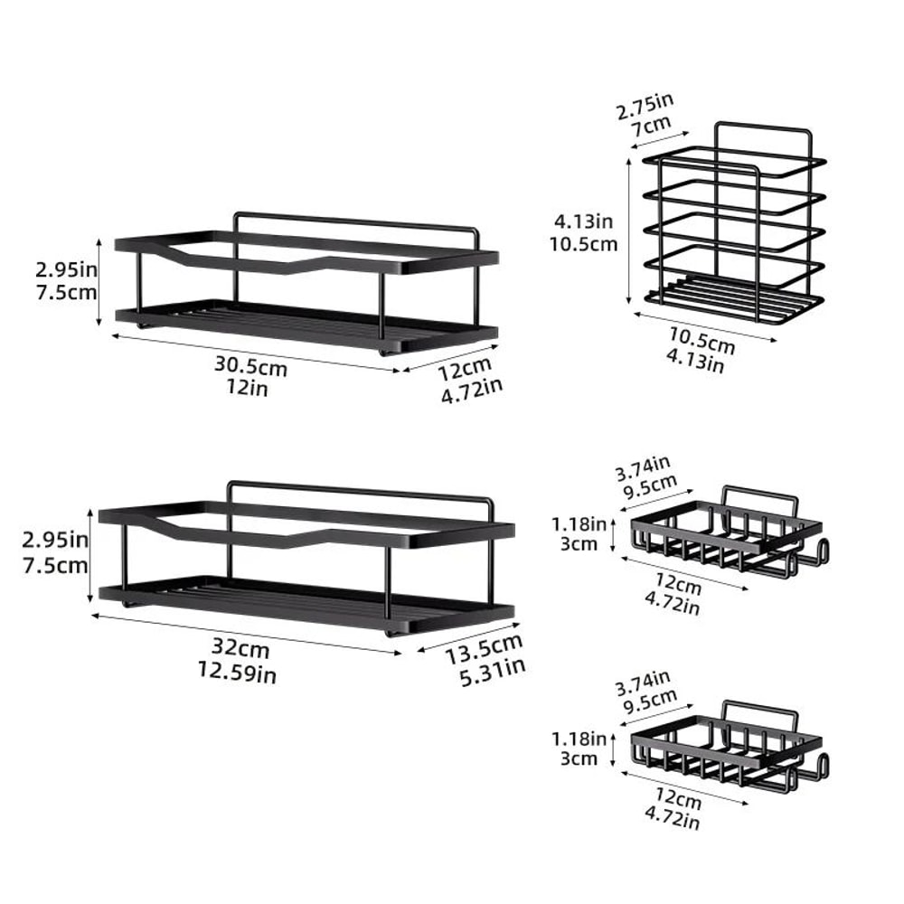 AquaHold DrillFree Bathroom Shelf Organizer WallMounted Shower Caddy With Soap Holder 5