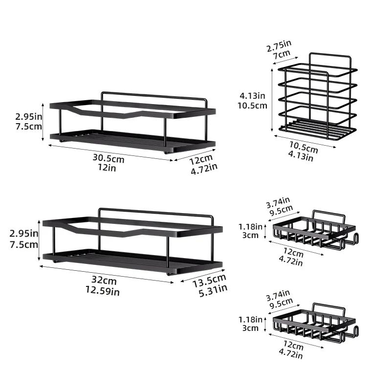 AquaHold DrillFree Bathroom Shelf Organizer WallMounted Shower Caddy With Soap Holder 5