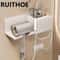 WallMounted Hair Dryer Holder Bathroom Hair Tool Organizer Shelf 0