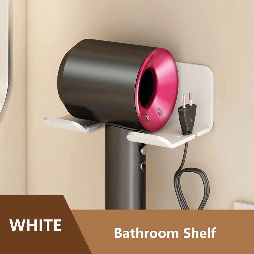 WallMounted Hair Dryer Holder Bathroom Hair Tool Organizer Shelf 7