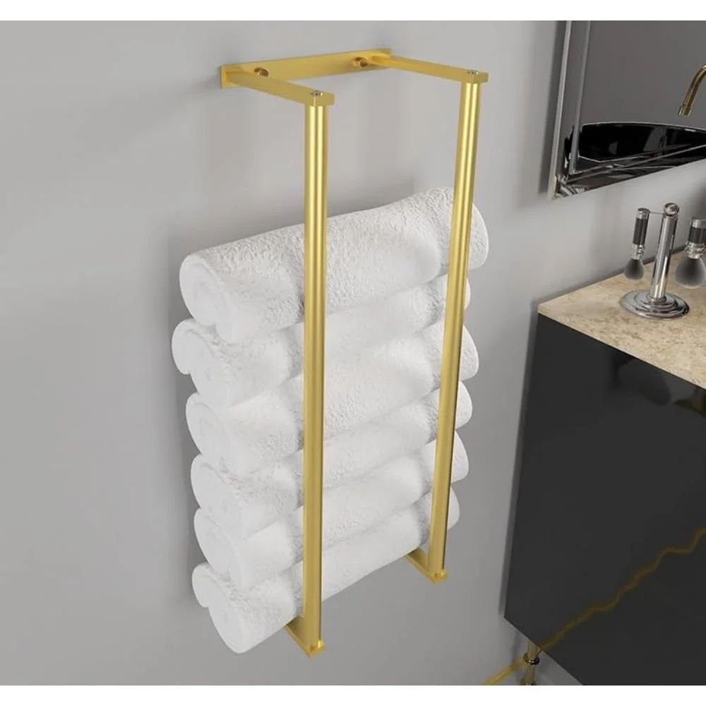 Modern Wall Mounted Towel Rack For Rolled Towels Stainless Steel Bathroom Storage Organizer 8