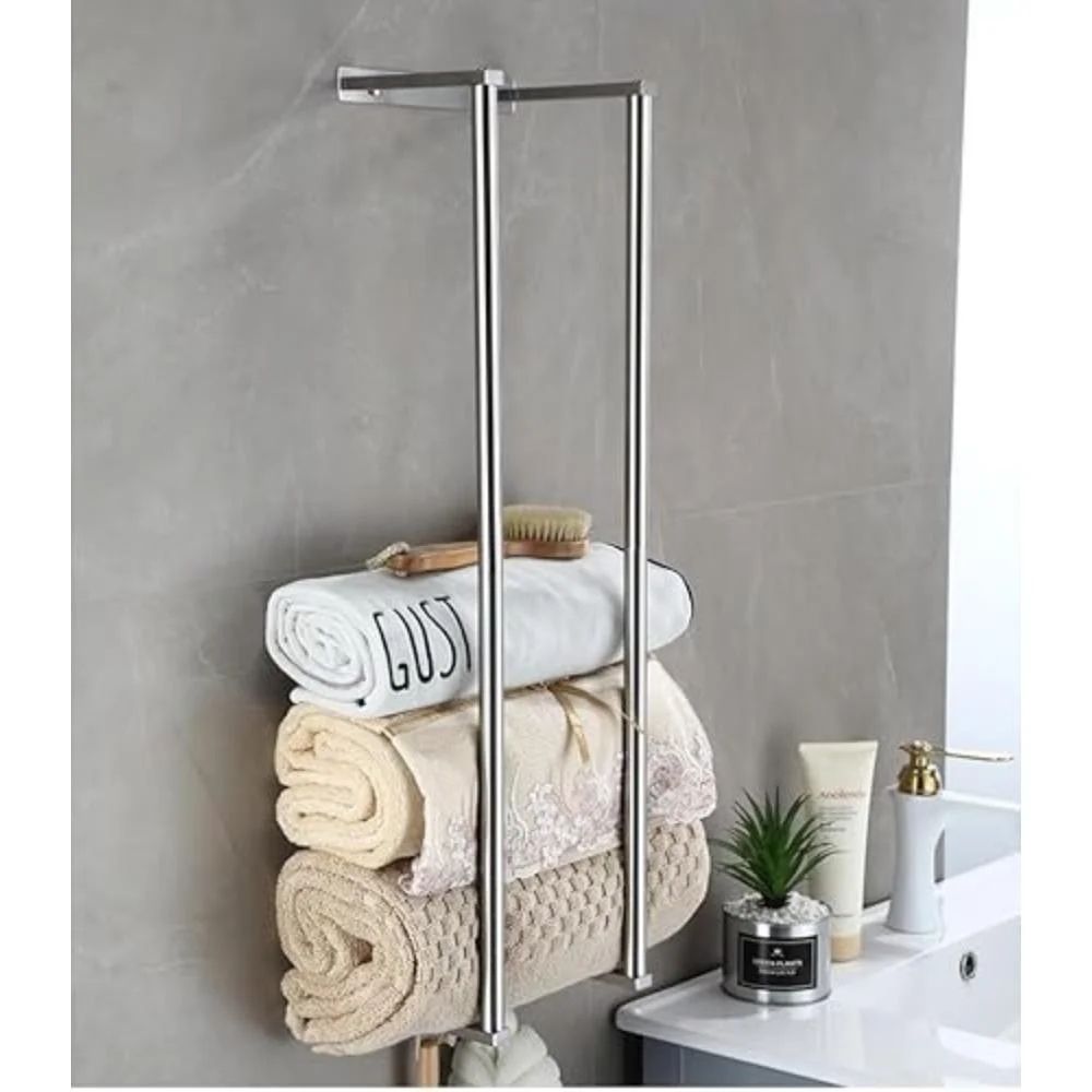 Modern Wall Mounted Towel Rack For Rolled Towels Stainless Steel Bathroom Storage Organizer 6