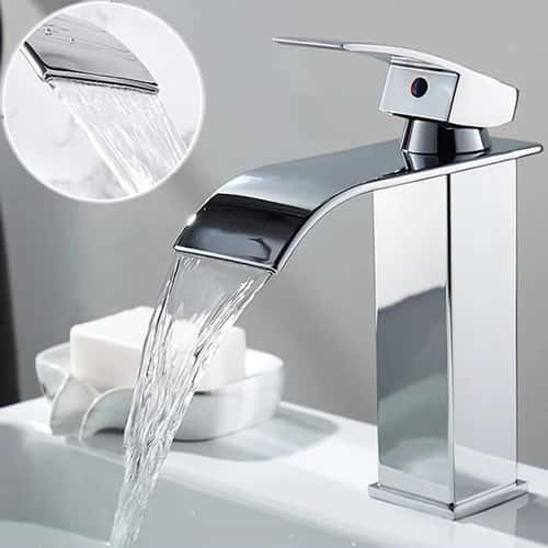 Matte Black Waterfall Bathroom Faucet, Stainless Steel Hot & Cold Single-Handle Basin Mixer