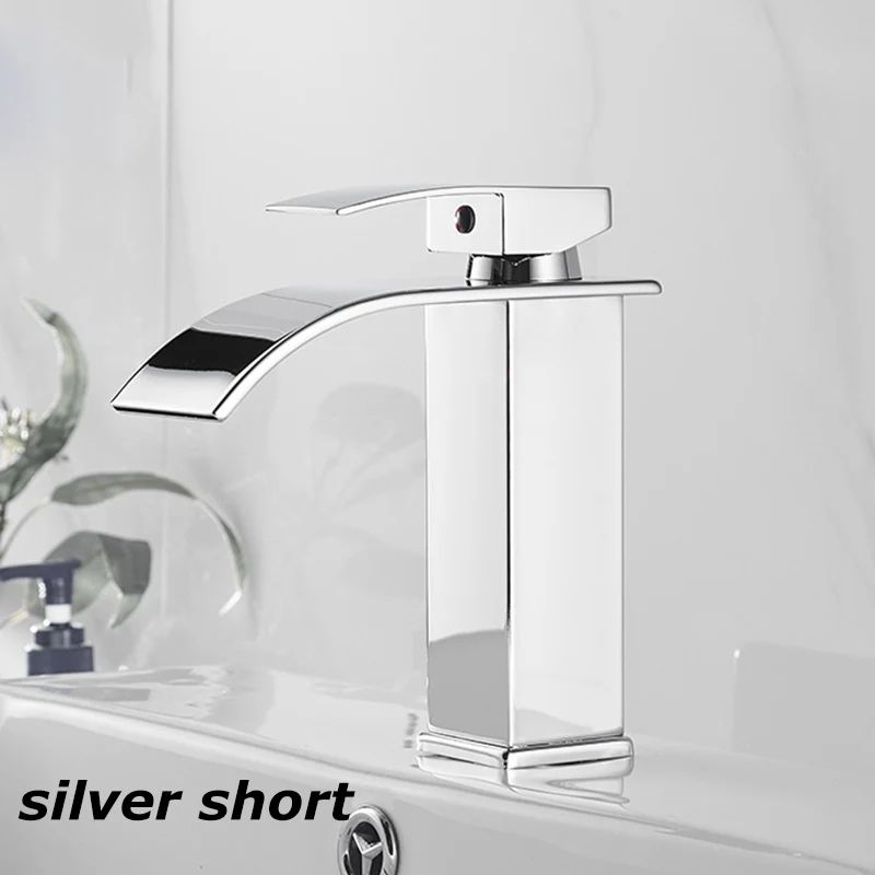 Matte Black Waterfall Bathroom Faucet Stainless Steel Hot Cold SingleHandle Basin Mixer 11
