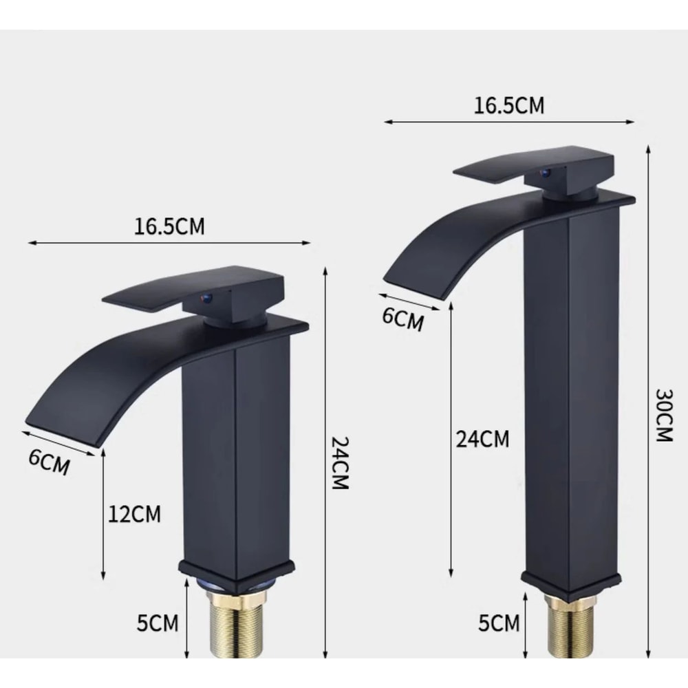 Matte Black Waterfall Bathroom Faucet Stainless Steel Hot Cold SingleHandle Basin Mixer 1