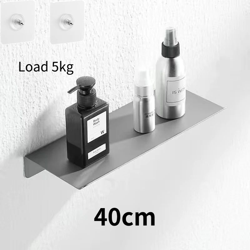 DrillFree Floating Bathroom Shelf SelfAdhesive Wall Storage Organizer For Kitchen Toilet 9