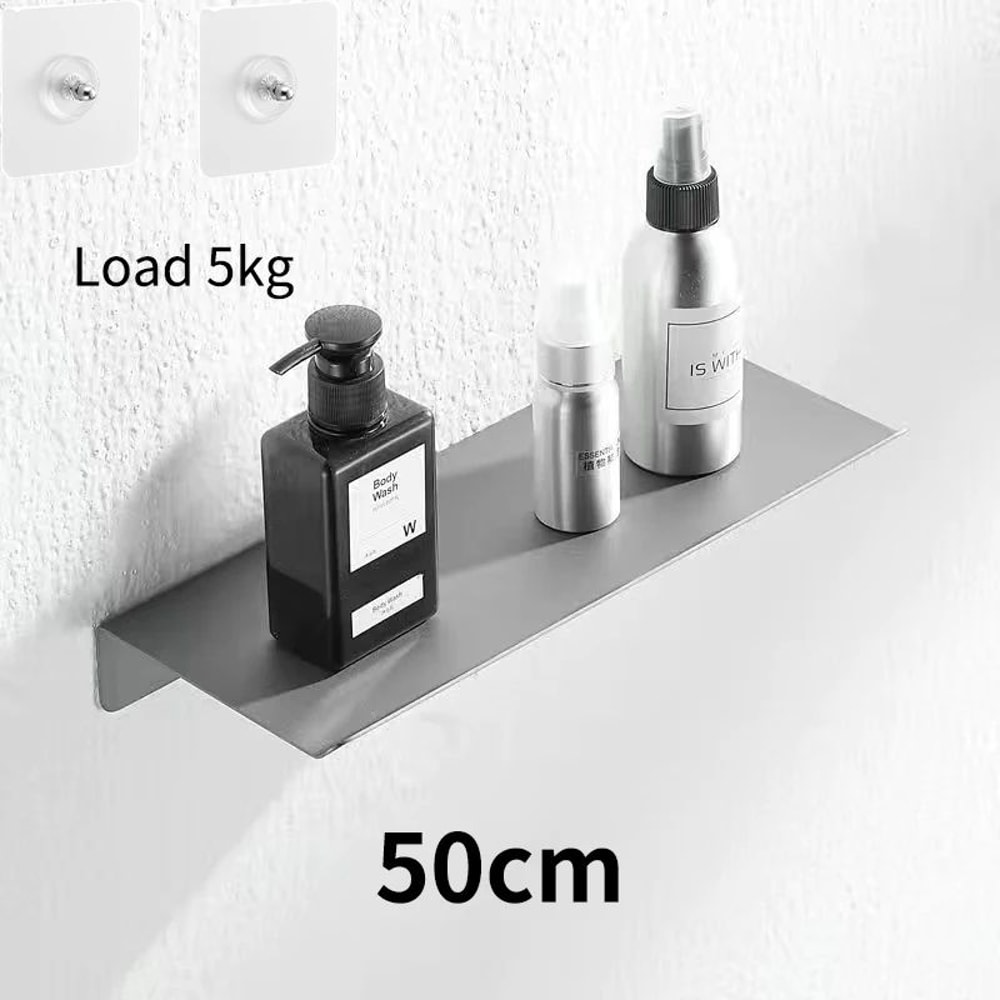 DrillFree Floating Bathroom Shelf SelfAdhesive Wall Storage Organizer For Kitchen Toilet 10