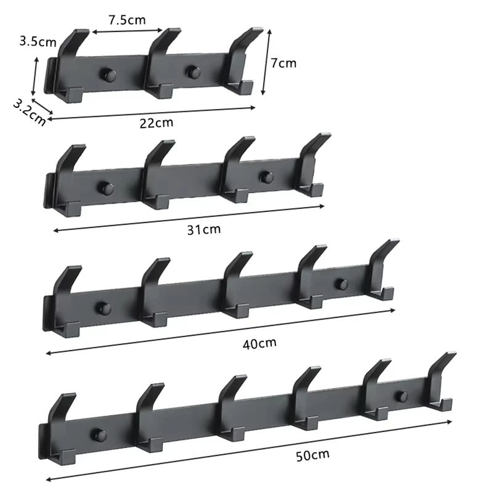 Modern Black Aluminum Wall Hook Rack SpaceSaving Towel Coat Holder For Bathroom And Entryway 5