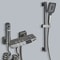 Gun Gray Digital Display Shower System With PianoKey Controls Brass Thermostatic Rainfall Set 0