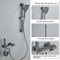 Gun Gray Digital Display Shower System With PianoKey Controls Brass Thermostatic Rainfall Set 11