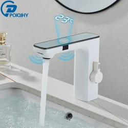 premium touchless smart bathroom faucet with digital display & hot-cold mixer