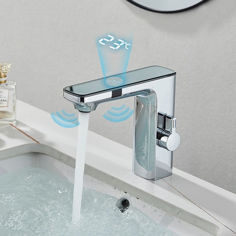 Premium Touchless Smart Bathroom Faucet With Digital Display HotCold Mixer 1