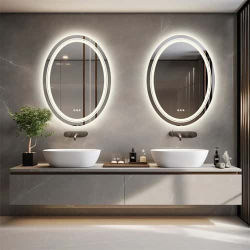 Luvodi Oval LED Bathroom Mirror with Dual Lighting & 3 Color Modes