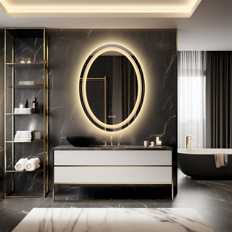 Luvodi Oval LED Bathroom Mirror With Dual Lighting 3 Color Modes 2