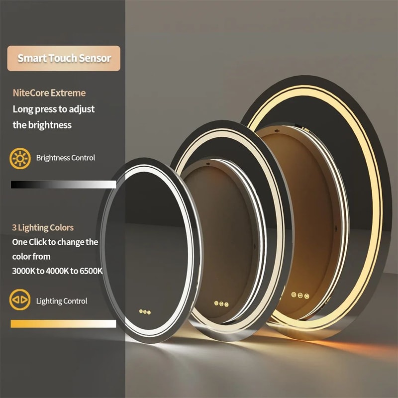 Luvodi Oval LED Bathroom Mirror With Dual Lighting 3 Color Modes 4