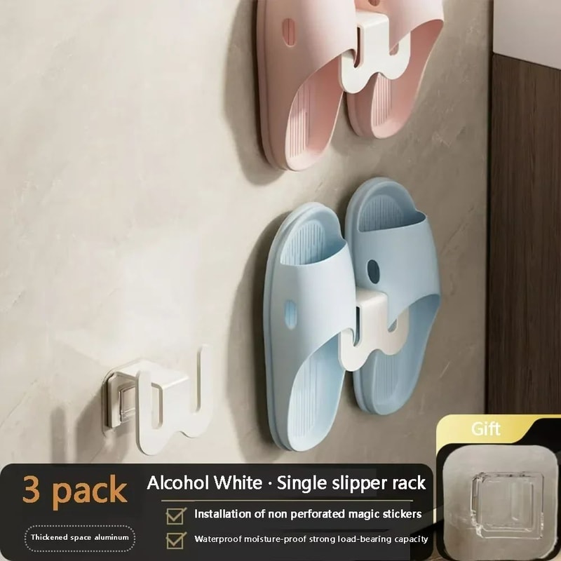 Wall Mounted Shoe Storage Rack With Drainage SpaceSaving Bathroom Slipper Holder 11