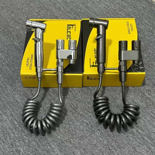 Stainless Steel Bidet Sprayer Kit - Handheld Toilet Sprayer Set with Double-Outlet Angle Valve