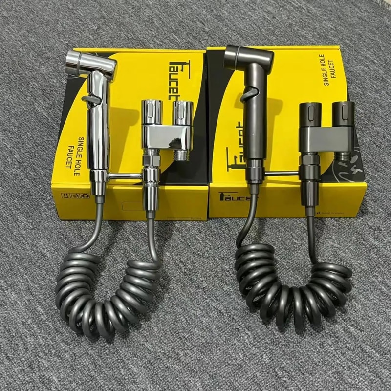 Stainless Steel Bidet Sprayer Kit Handheld Toilet Sprayer Set With DoubleOutlet Angle Valve 0