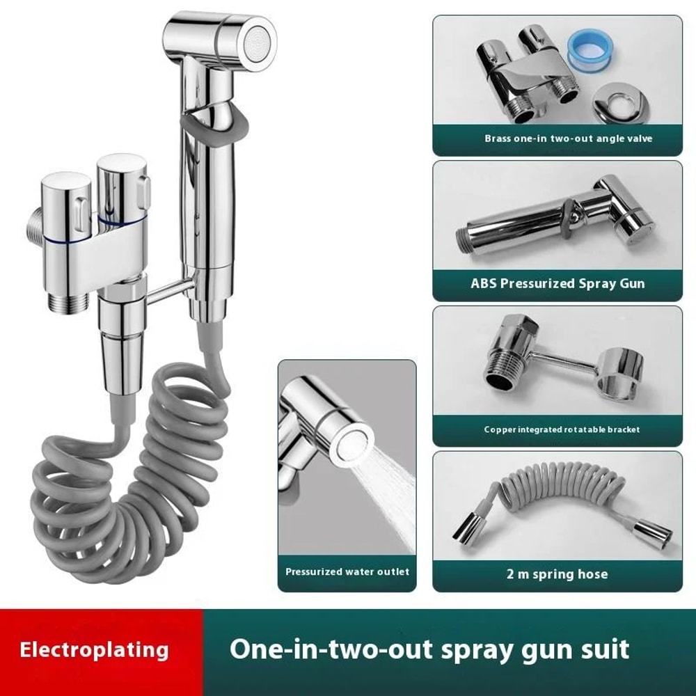 Stainless Steel Bidet Sprayer Kit Handheld Toilet Sprayer Set With DoubleOutlet Angle Valve 1