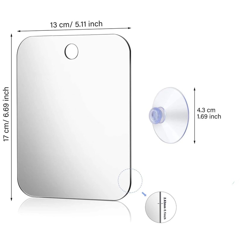 FogFree Shower Shaving Mirror WallMounted Acrylic Bathroom Mirror For Shower Travel 7