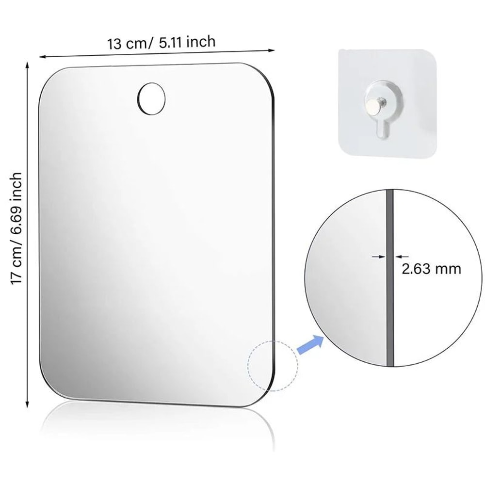 FogFree Shower Shaving Mirror WallMounted Acrylic Bathroom Mirror For Shower Travel 6