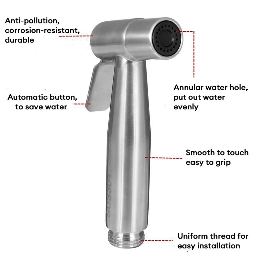 Portable Stainless Steel Bidet Sprayer Handheld Toilet Spray Gun For Hygienic Bathroom Outdoor Cl 4