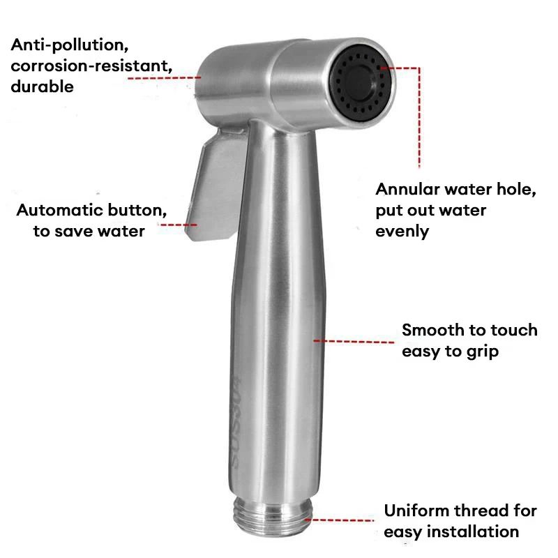 Portable Stainless Steel Bidet Sprayer Handheld Toilet Spray Gun For Hygienic Bathroom Outdoor Cl 4