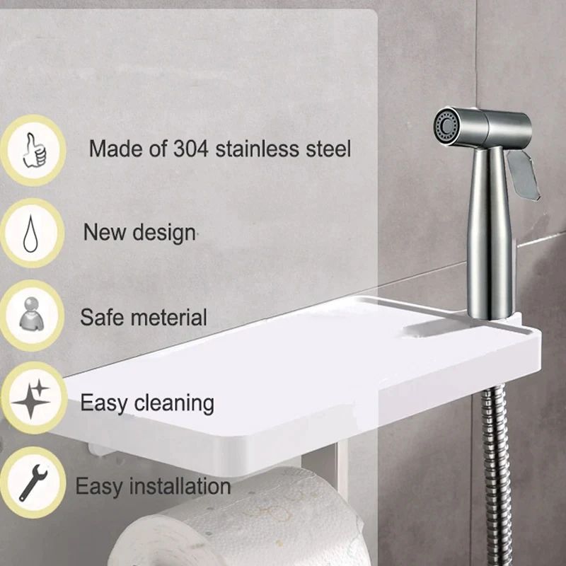 Portable Stainless Steel Bidet Sprayer Handheld Toilet Spray Gun For Hygienic Bathroom Outdoor Cl 5