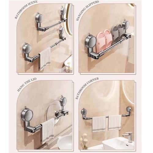 FlexiGrip Suction Cup Towel Bar – No-Drill Retractable Bathroom & Kitchen Wall Rack