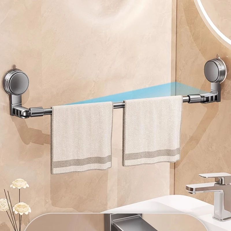FlexiGrip Suction Cup Towel Bar NoDrill Retractable Bathroom Kitchen Wall Rack 3