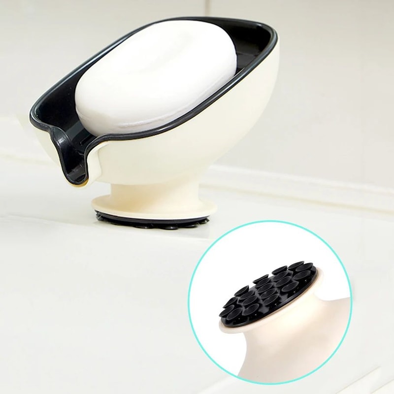 AquaLift WallMount Suction Cup Soap Holder With Drain Tray No Drill Bathroom Shelf 5