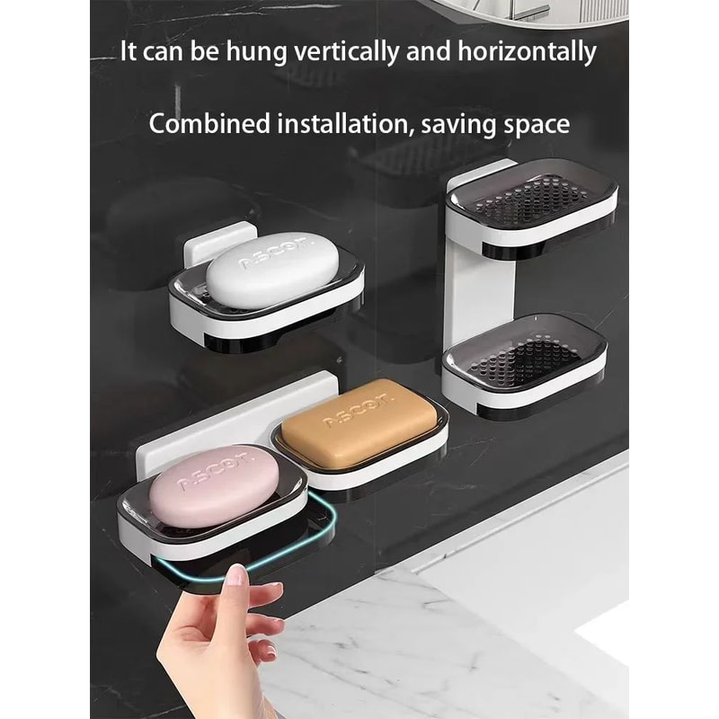 NoDrill Double Layer Bathroom Storage Rack With Drainage Wall Mounted Soap Holder Organizer 1