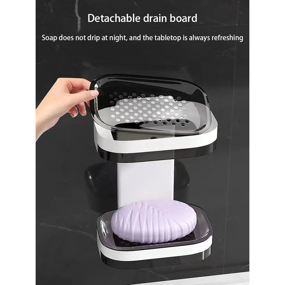 NoDrill Double Layer Bathroom Storage Rack With Drainage Wall Mounted Soap Holder Organizer 3