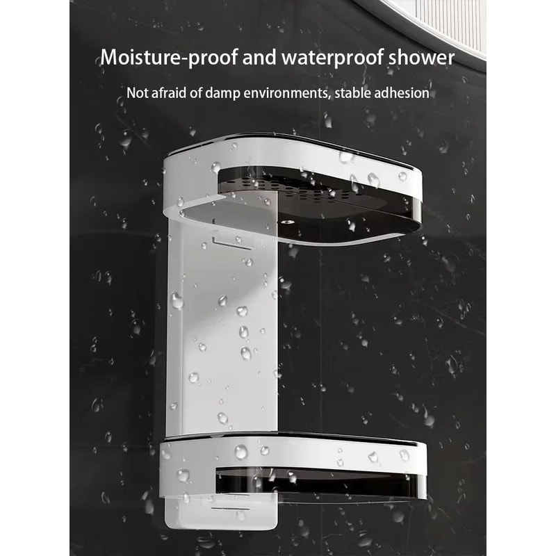 NoDrill Double Layer Bathroom Storage Rack With Drainage Wall Mounted Soap Holder Organizer 4