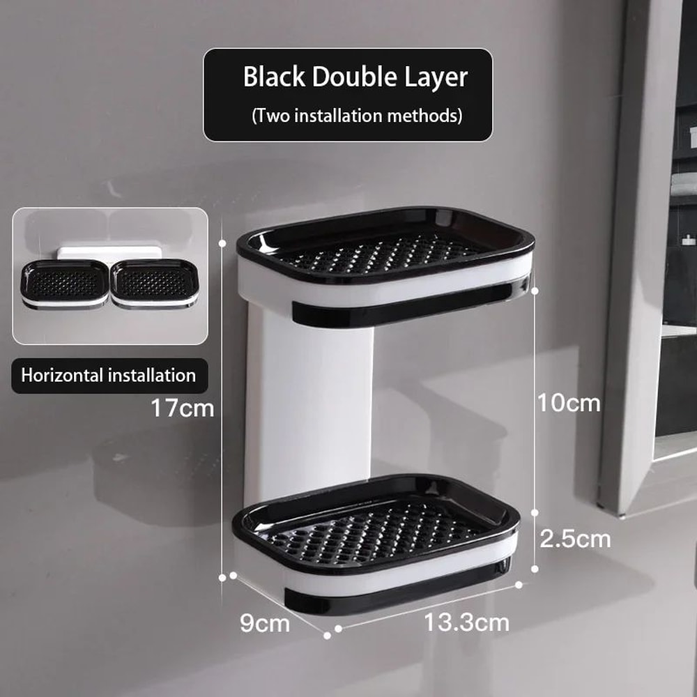 NoDrill Double Layer Bathroom Storage Rack With Drainage Wall Mounted Soap Holder Organizer 8