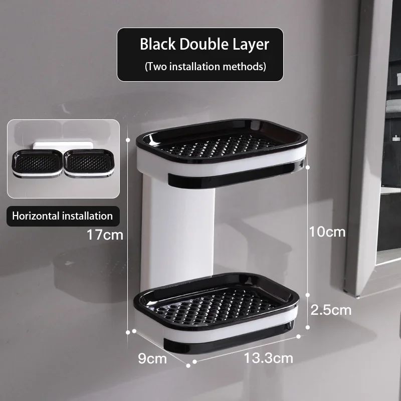 NoDrill Double Layer Bathroom Storage Rack With Drainage Wall Mounted Soap Holder Organizer 8