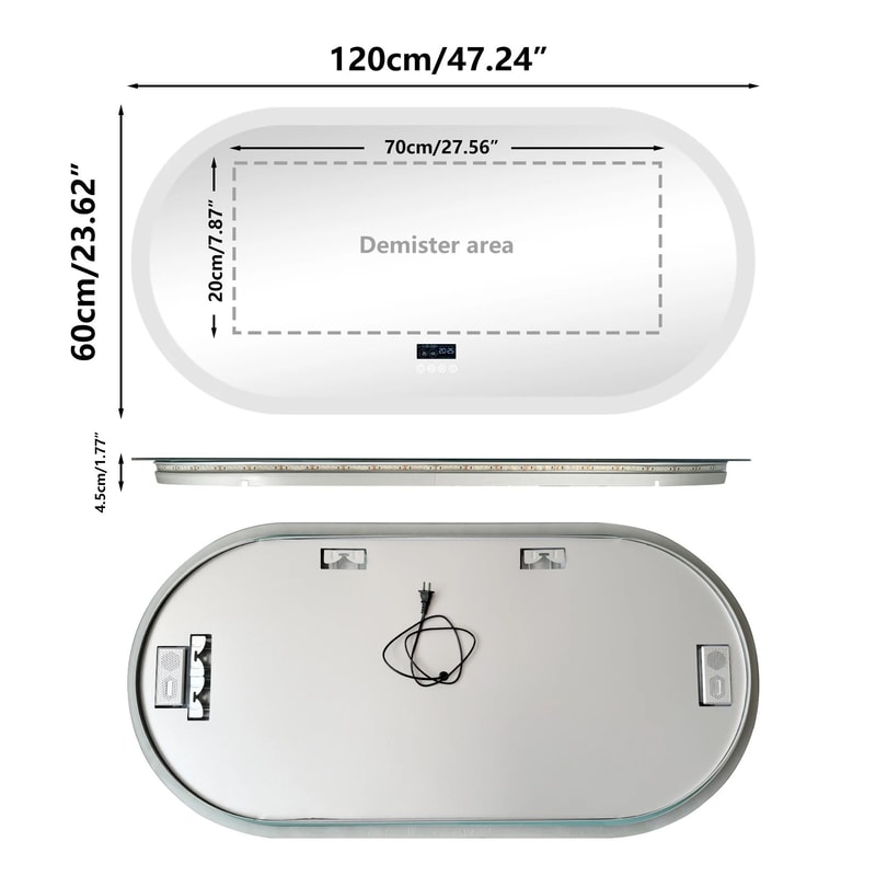 Luvodi 20x32 LED Lighted Bathroom Mirror With Bluetooth AntiFog Time Display 6