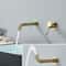 Brushed Gold Wall Mount Bathroom Faucet Concealed Hot Cold Basin Mixer Tap 2