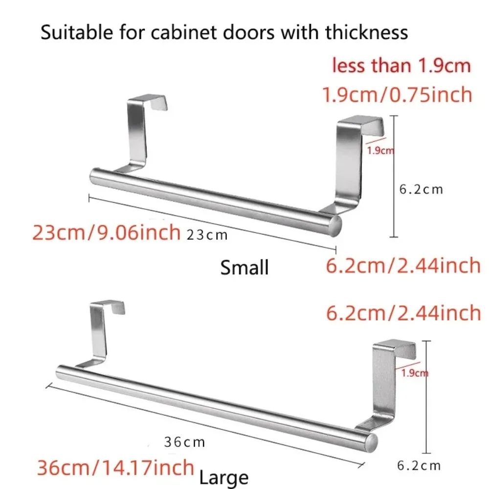 NoDrill Stainless Steel Towel Bar Over The Door SpaceSaving Bathroom Kitchen Rack 5