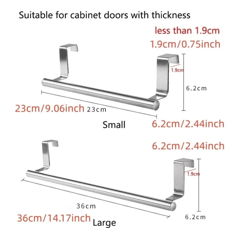 NoDrill Stainless Steel Towel Bar Over The Door SpaceSaving Bathroom Kitchen Rack 5