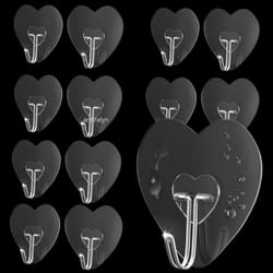 cleargrip heavy duty self adhesive hooks – transparent stainless steel wall hooks for kitchen & bathroom