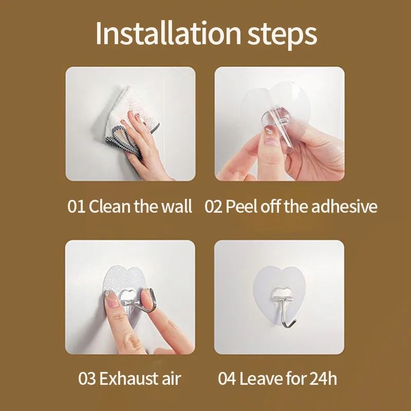 ClearGrip Heavy Duty Self Adhesive Hooks Transparent Stainless Steel Wall Hooks For Kitchen Bathr 4