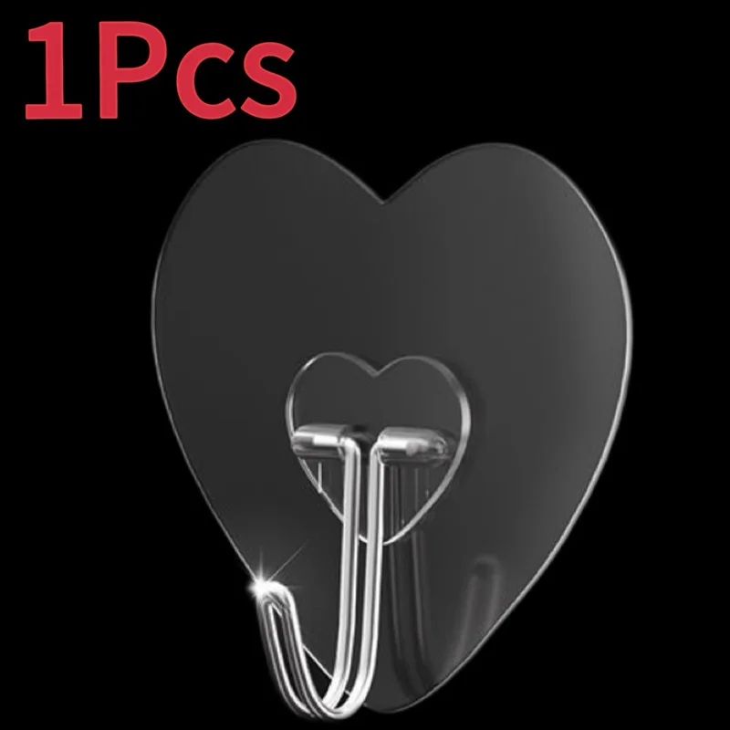 ClearGrip Heavy Duty Self Adhesive Hooks Transparent Stainless Steel Wall Hooks For Kitchen Bathr 6